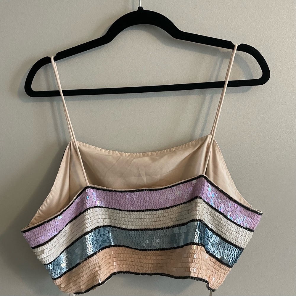 River Island Sequin Stripe Crop Top Eras Tour Costume Idea Taylor Swift - Picture 6 of 6